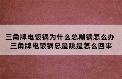 三角牌电饭锅为什么总糊锅怎么办 三角牌电饭锅总是跳是怎么回事